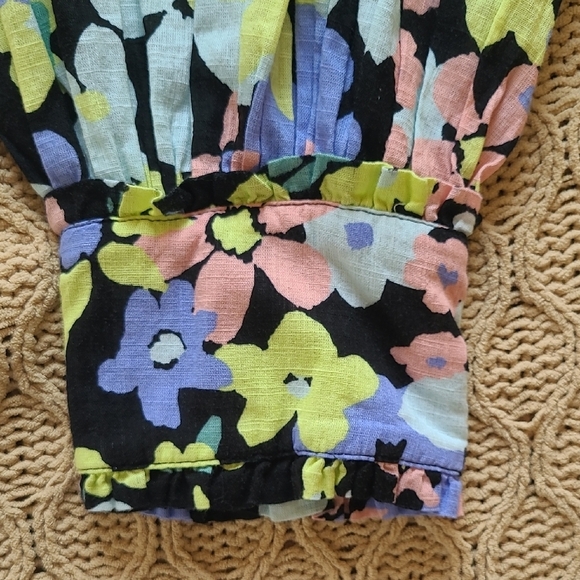 NWOT Free People Ariana Floral Print Smocked Crop Top - Size L - Picture 5 of 10